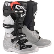 ALPINESTARS YOUTH TECH 7S BOOTS BLACK / SILVER / WHITE / GOLD COLOUR  