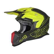CASCO JUST 1 J18 VERTIGO COLOR ROJO / GRIS / AMARILLO FLUOR