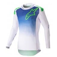 OUTLET CAMISETA ALPINESTARS SUPERTECH RISEN COR AZUL / BRANCO / VERDE FLUORESCENTE