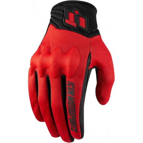 GUANTES ICON ANTHEM 2 CE STEALTH COLOR NEGRO / ROJO