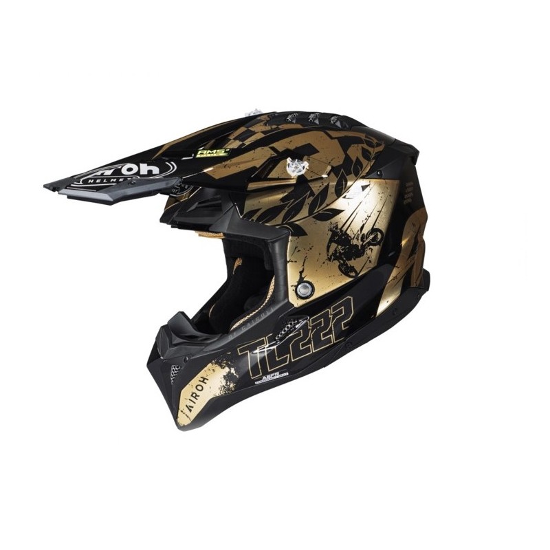 Casco Airoh Aviator 3 Legend Tc222 Color Negro / Dorado Av3Ltc17