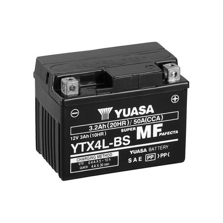 BATERIA YUASA YTX4L-BS para Yamaha TTR125E, 04- & TT600S, 93 & XT600KH, 91-95