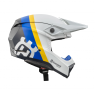 HUSQVARNA HELMET MOTO-10 SPHERICAL RAILED COLOUR BLUE / YELLOW / WHITE