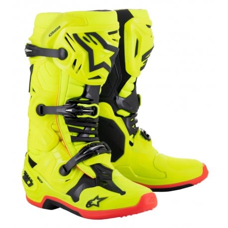 ALPINESTARS TECH 10 BOOTS COLOUR YELLOW FLUO/ BLACK / RED FLUO