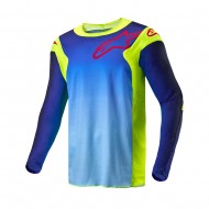 OUTLET CAMISETA ALPINESTARS RACER HOEN COLOR AMARILLO FLÚOR / AZUL / AZUL MARINO