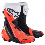 BOTTES ALPINESTARS SUPERTECH R VENTED COULEUR NOIR / BLANC / ROUGE FLUO