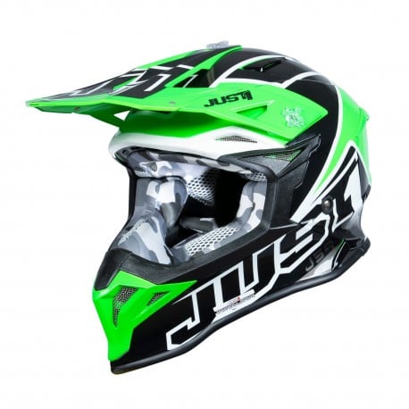 Casco Just1 J 39 Thruster Color Negro Verde Fluor Blanco 60600401450070