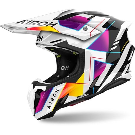 CASCO AIROH TWIST 3 RAINBOW COLOR BLANCO BRILLO / MORADO / AMARILLO