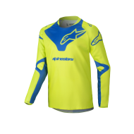 CAMISETA INFANTIL ALPINESTARS RACER VEIL COR AMARELO FLUORESCENTE / AZUL