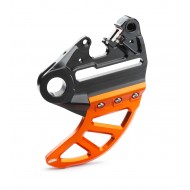 ANCLAJE DE PINZA DE FRENO CON PROTECTOR DE DISCO KTM SX 250 (2013-2018) COLOR NEGRO / NARANJA