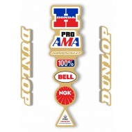 RR GRAPHICS RETRO REAR MUDGUARD STICKER KIT HONDA HRC WHITE