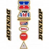 RR GRAPHICS RETRO REAR MUDGUARD STICKER KIT HONDA HRC BLACK