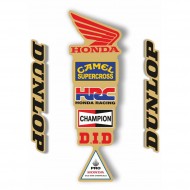 RR GRAPHICS RETRO REAR MUDGUARD STICKER KIT HONDA BLACK