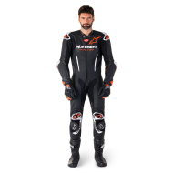 ALPINESTARS LEATHER SUIT GP-R7 1 PIECE BLACK / WHITE / FLUO RED