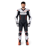 ALPINESTARS LEATHER ONE-PIECE SUIT GP-R7 WHITE / BLACK / FLUO RED