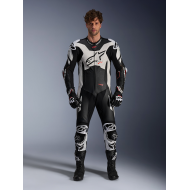 TUTA IN PELLE ALPINESTARS GP PLUS V4 SPRINT 1 PEZZO COLORE NERO / BIANCO / ROSSO FLUO