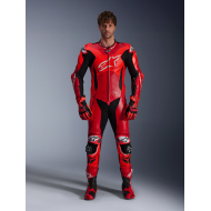 TUTA IN PELLE ALPINESTARS GP PLUS V4 SPRINT 1 PEZZO COLORE ROSSO FLUO / ROSSO / BIANCO