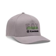OUTLET GORRA FOX X KAWASAKI FLEXFIT COR DE CINZA AÇO