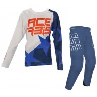 TRAJE INFANTIL ACERBIS MX J-WINDY ONE VENTED - X-TRACK COLOR AZUL / BLANCO