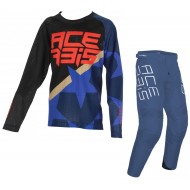 TRAJE INFANTIL ACERBIS MX J-WINDY ONE VENTED - X-TRACK COLOR AZUL / NEGRO