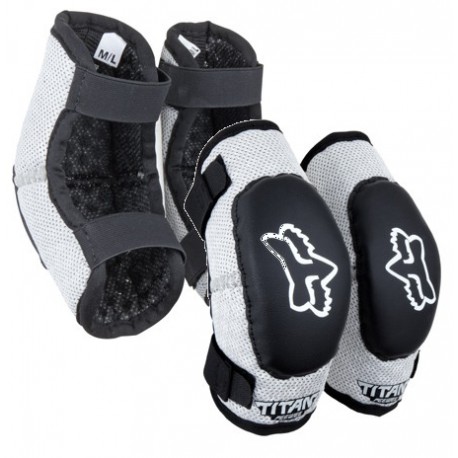 FOX YOUTH ELBOW GUARD PEEWEE TITAN BLACK/SILVER COLOUR - SIZE M-L (6-9 YEARS) [STOCKCLEARANCE]