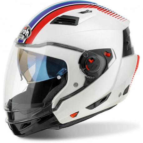 airoh ireau executive motorcycle helmet Full Head / Jet Helmet Airoh Executive Stripes White Gloss Exs38