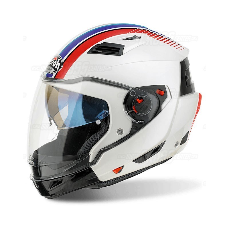 airoh executive stripes motorcycle helmet Full Head / Jet Helmet Airoh Executive Stripes White Gloss Exs38