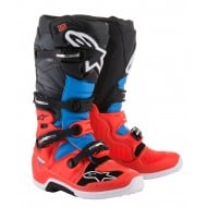 BOTTES ALPINESTARS TECH 7 COULEUR ROUGE FLUO / CYAN / GRIS / NOIR [LIQUIDATIONSTOCK]