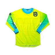 OUTLET CAMISETA MX HUSQVARNA GOTLAND COLOR AMARILLO LIMA / AZUL CIAN