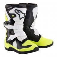 OFFER ALPINESTARS KIDS TECH 3S BOOTS BLACK / WHITE / YELLOW FLUOR COLOUR 