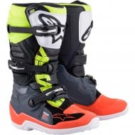 ALPINESTARS YOUTH TECH 7S BOOTS DARK GREY / RED FLUO / YELLOW FLUO COLOUR