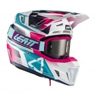 OUTLET CAPACETE LEATT MOTO 7.5 V21.3 COR ROSA - COM ÓCULOS.