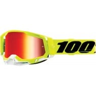 100% RACECRAFT 2 GOGGLE YELLOW COLOUR - MIRROR RED LENS