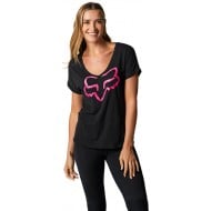 WOMEN FOX BOUNDARY SHORT SLEEVE TOP BLACK / PINK COLOUR