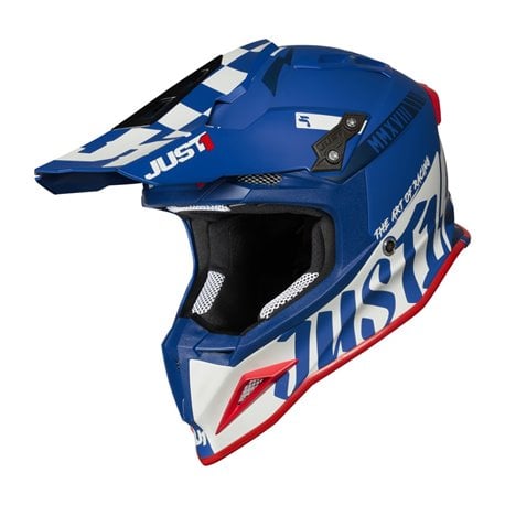 CASCO JUST 1 J12 PRO RACER COLOR BLANCO / AZUL MATE