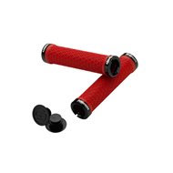 DOUBLE LOCKING BICYCLE GRIPS RED / BLACK COLOR