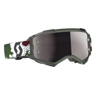 OFFER SCOTT FURY GOGGLE DARK GREEN / WHITE COLOUR - SILVER CHROME WORKS LENS
