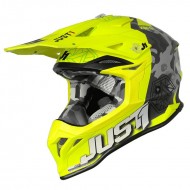 CASQUE JUST 1 J39 KINETIC COLOR CAMOUFLAGE / ROUGE / LIME / JAUNE FLUO MAT