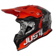 CASQUE JUST1 J39 KINETIC COLOR CAMOUFLAGE / GRIS / ROUGE / ORANGE FLUO